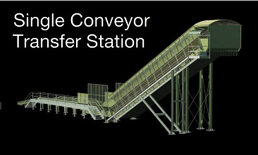 Single conveyor transfer station with sliding floor hopper